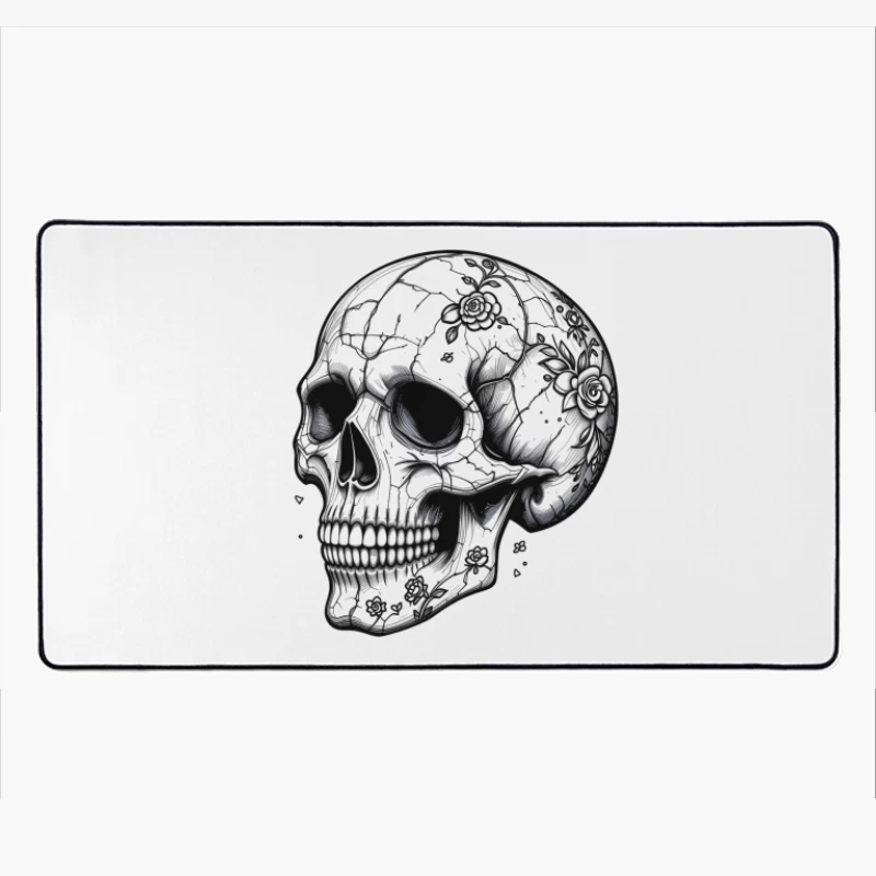 Artistic Skull with Floral Details Desk Mat
