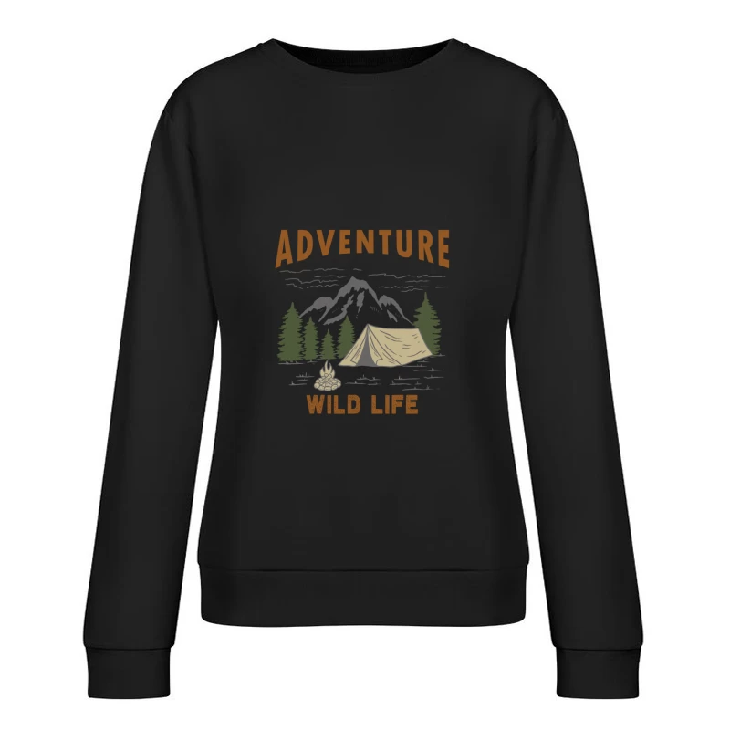 Abenteuer im wilden Leben: Camping vor der Bergkulisse Damen Pullover Sweatshirt