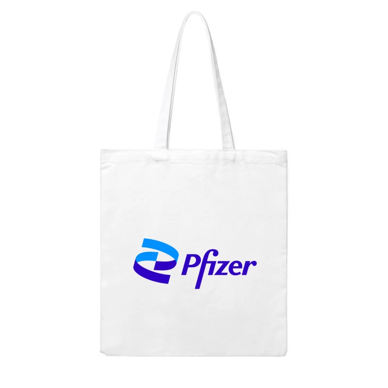 Pfizer Pharmaceutical Company Logo in Blue and Purple Cotton Tote Bag