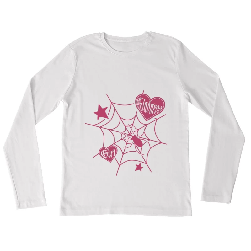 Spinnennetz Herz Design Damen Langarm T-Shirt