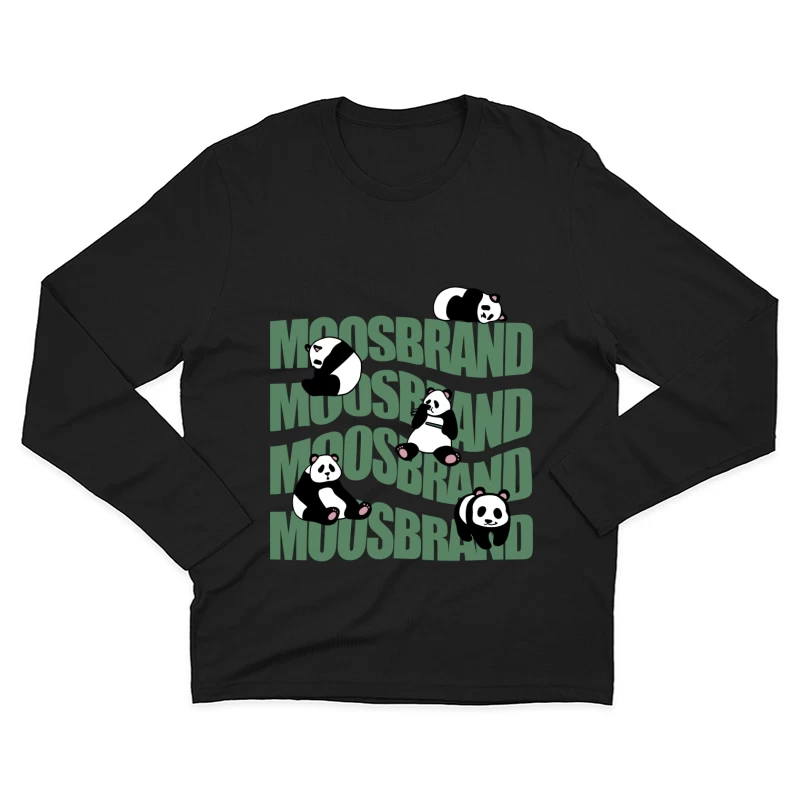 Pandas auf Moosbrand Hintergrund Herren Langarm T-Shirt