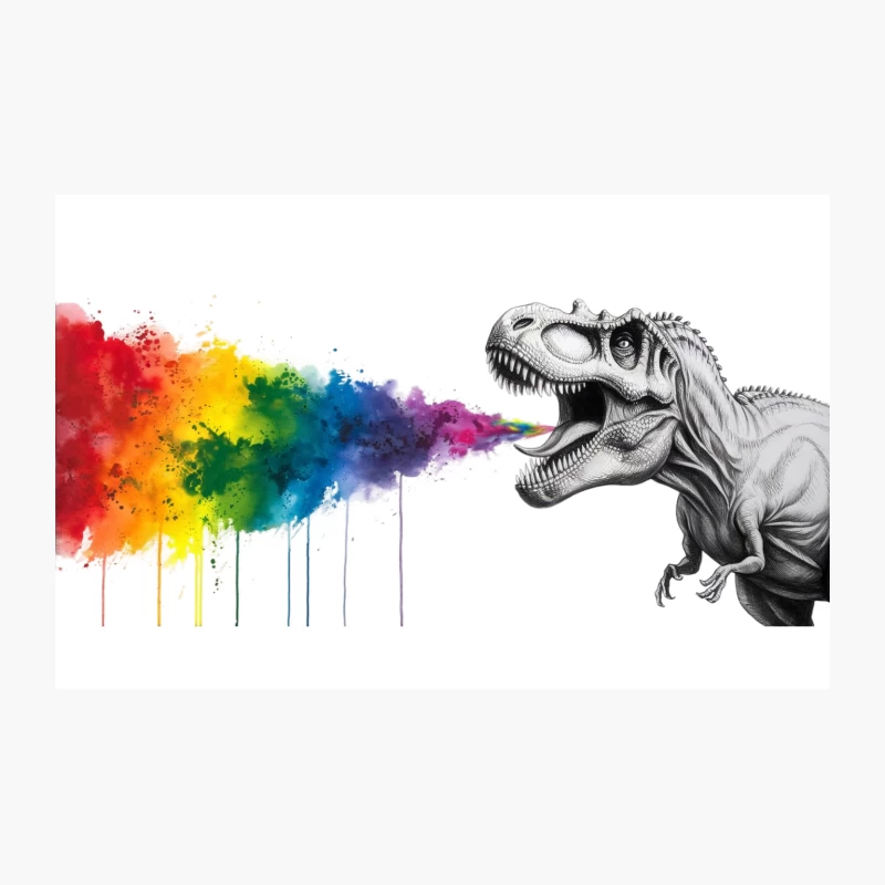 Roaring Creativity: T-Rex Breathes Rainbow Art Travel Mug
