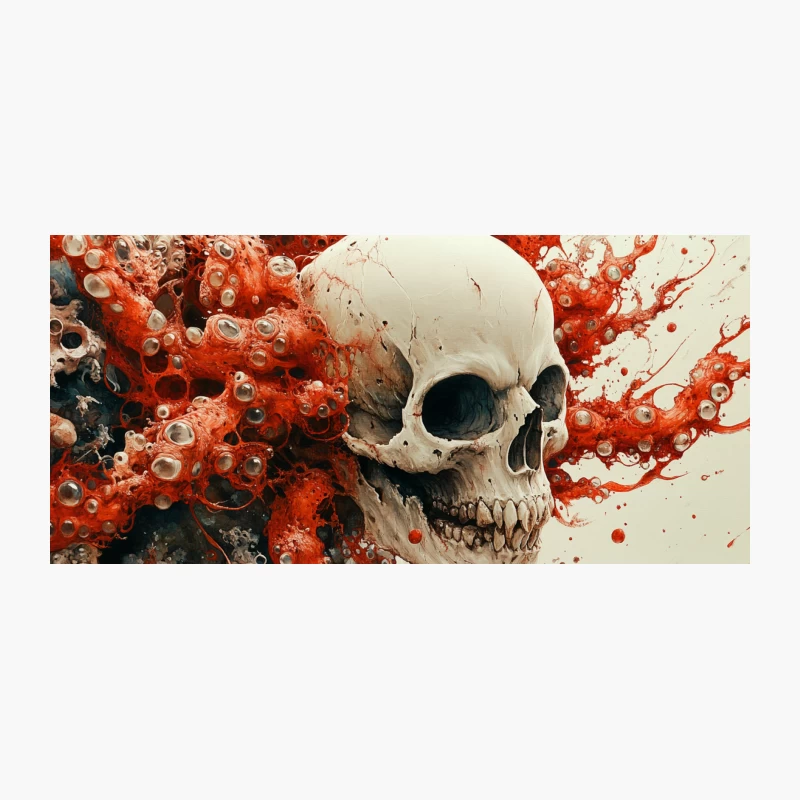 Macabre Fusion: Skull Entangled in Crimson Tentacles Coffee Mug