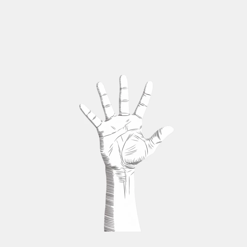Artistic Monochrome Sketch of an Open Hand Male Tank Top