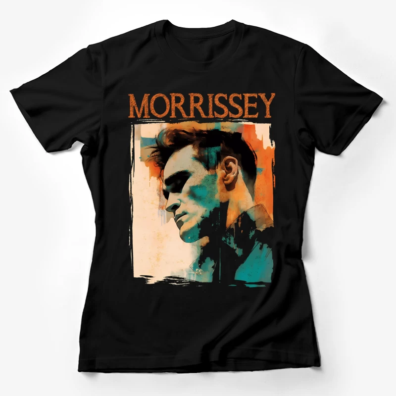 Artistic Watercolor Portrait with Morrissey Typography Female T-Shirt