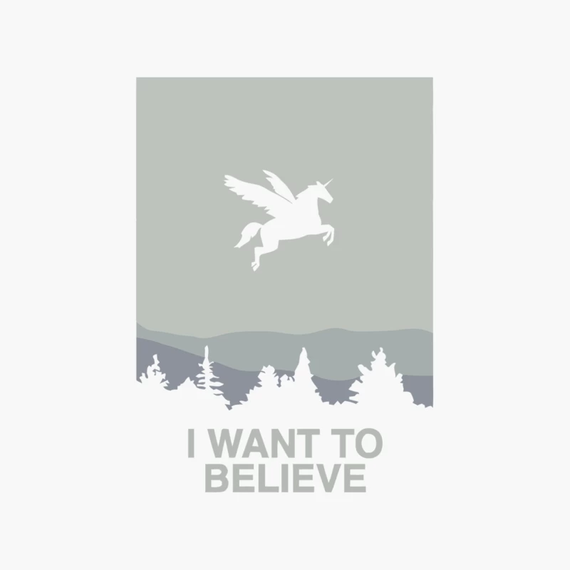 Mythical Pegasus Soars Over Minimalist Forest Landscape Cotton Tote Bag