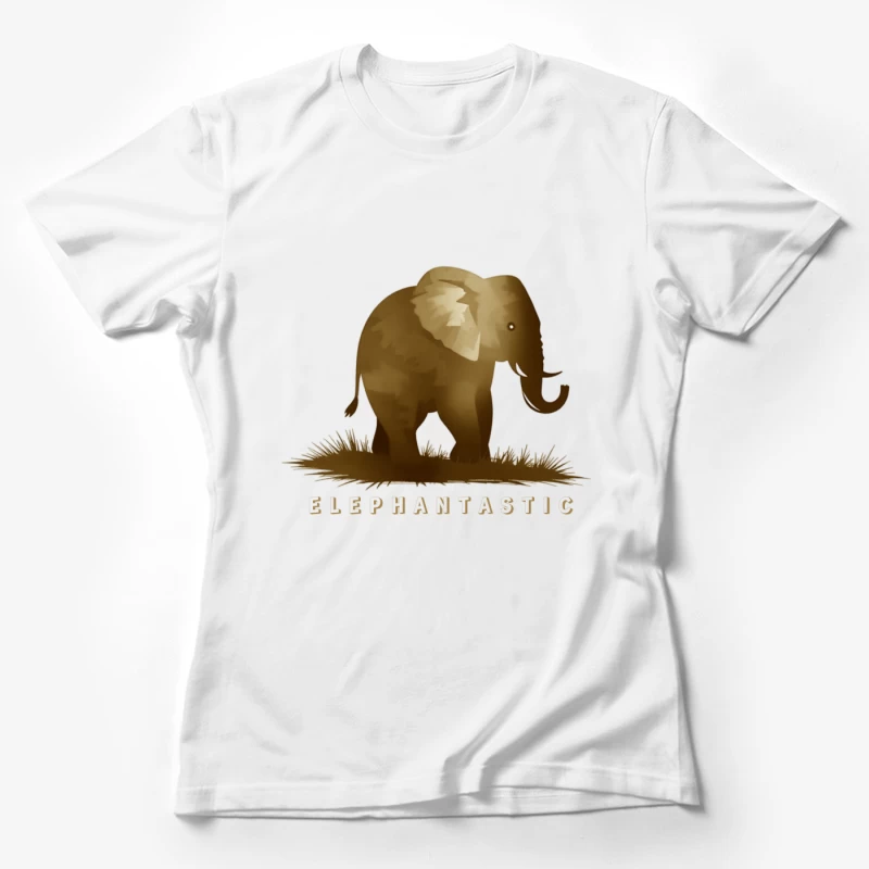 Elephantastic - Vintage Elephant Silhouette Illustration with Typography Female T-Shirt