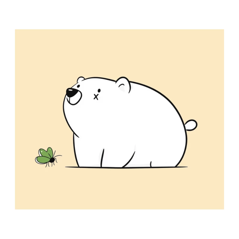 Cute Minimalist Bear Meeting Grasshopper Tapestry