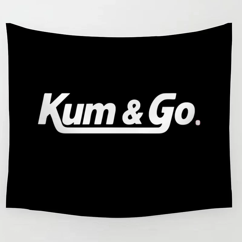 White Outlined Kum & Go Logo Design Tapestry