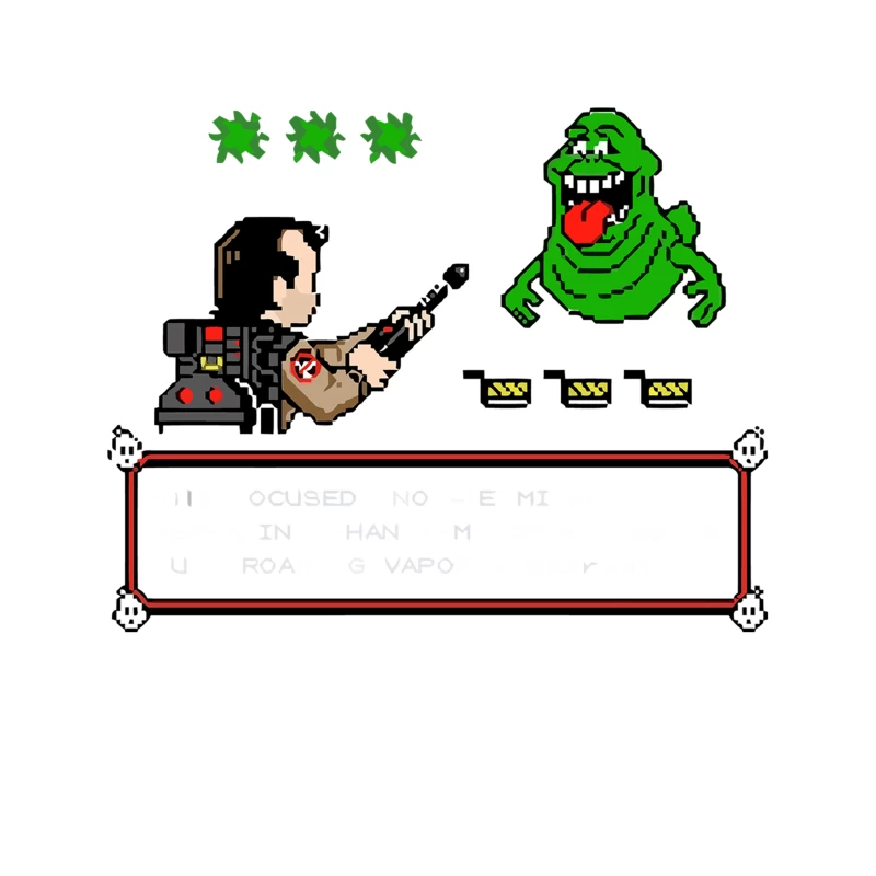 Retro Ghostbusters Pixel Art Featuring Slimer and Proton Pack Tapestry