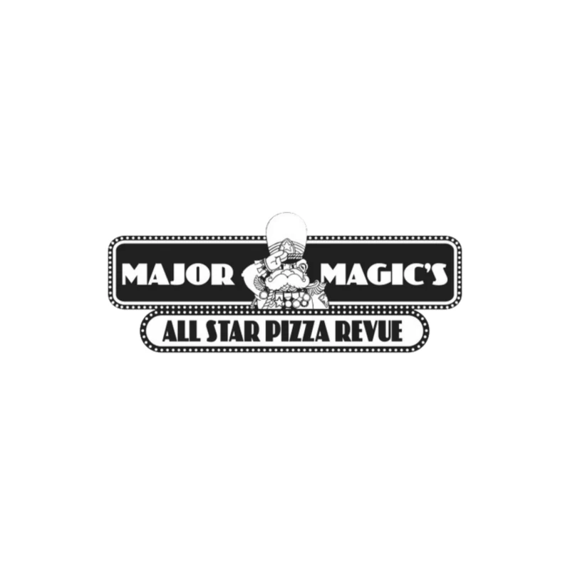 Major Magic's All Star Pizza logo Throw Pillow