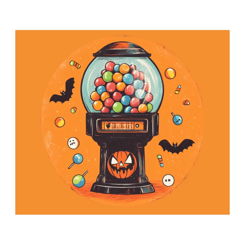 Spooky Halloween Gumball Machine with Jack-o'-Lantern Base Tapestry