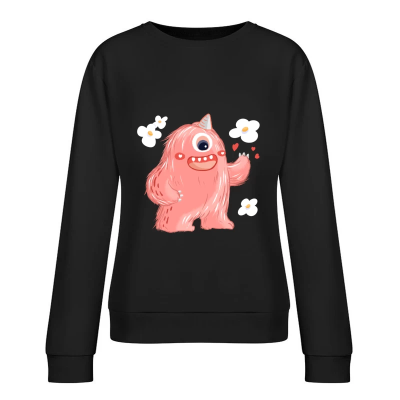 Rosa Einhornmonster mit Blumen Damen Pullover Sweatshirt