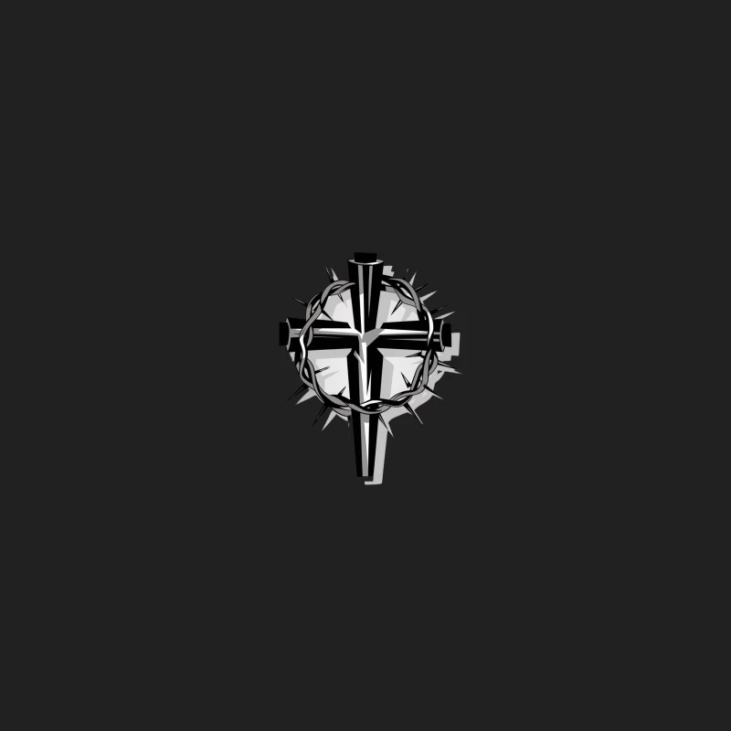 Christian Cross with Crown of Thorns: A Symbolic Religious Design Bucket Hat