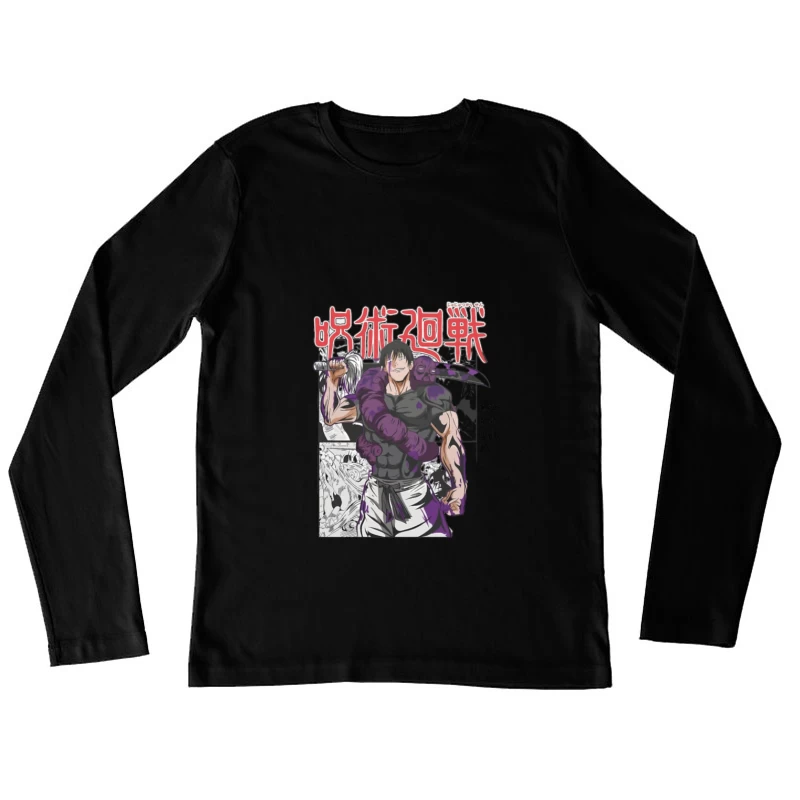 Anime-Krieger mit lila Kreatur Damen Langarm T-Shirt