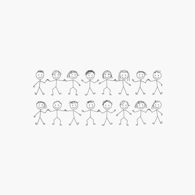 United Stick Figure Group: A Simple Drawing of Togetherness Cotton Tote Bag