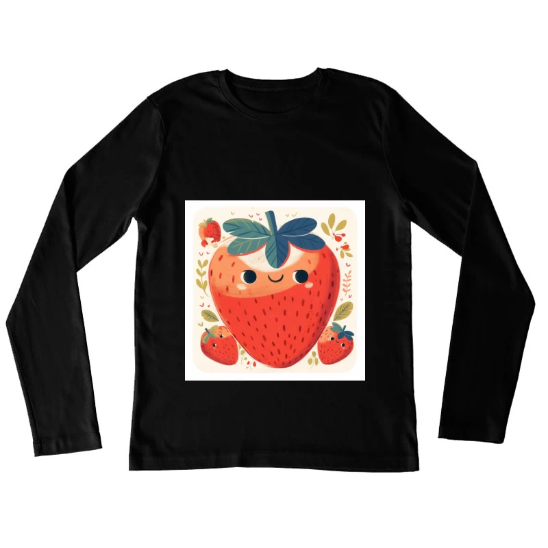 Adorable Kawaii Strawberry Family Illustration Female Long Sleeve T-Shirt