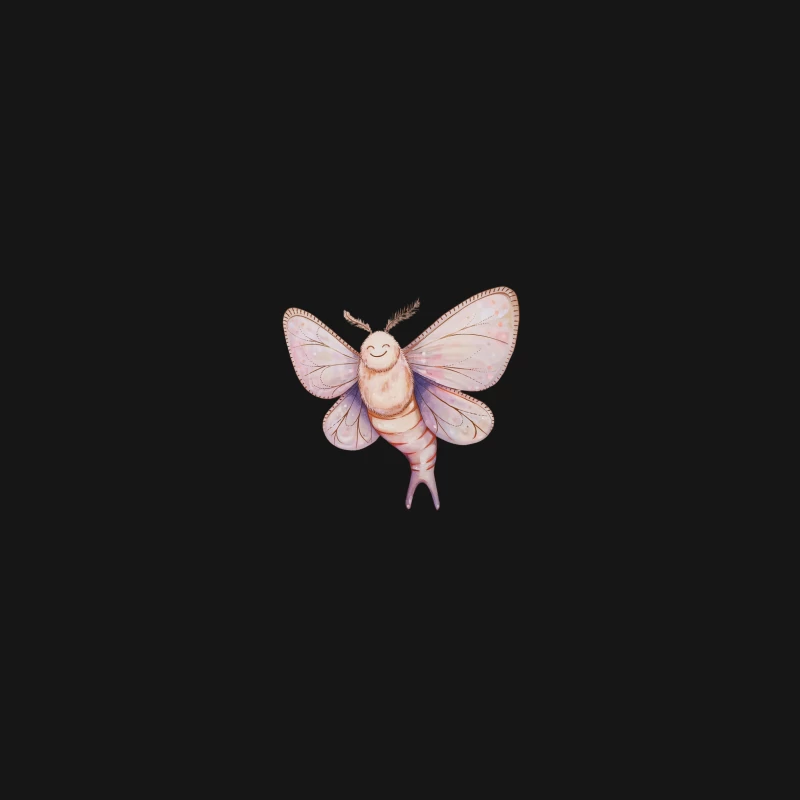 Whimsical Watercolor Moth Illustration with Cute Smile Desk Mat