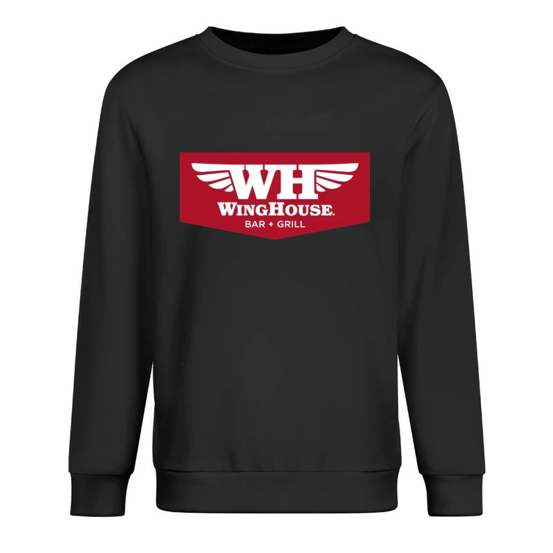 WingHouse Bar & Grill Restaurant Logo with Wings Design Male Pullover Sweatshirt