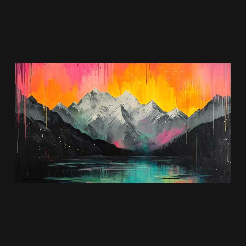 Vibrant Abstract Mountain Landscape with Colorful Dripping Sky Desk Mat