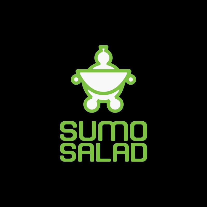 Green Minimalist Sumo Salad Restaurant Logo Throw Pillow