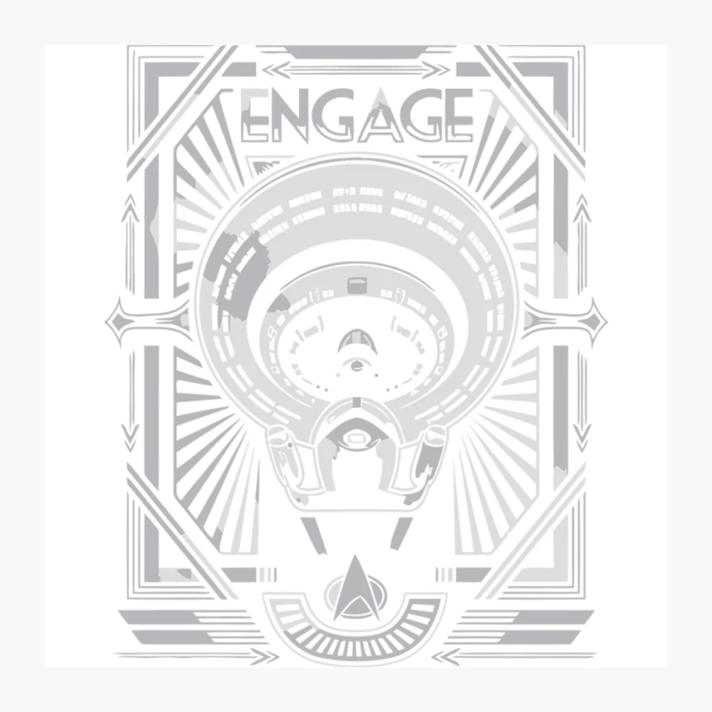 Futuristic Star Trek Enterprise Geometric Design with "Engage" Command Pin
