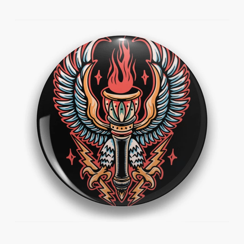 Mythical Winged Torch Artwork Pin