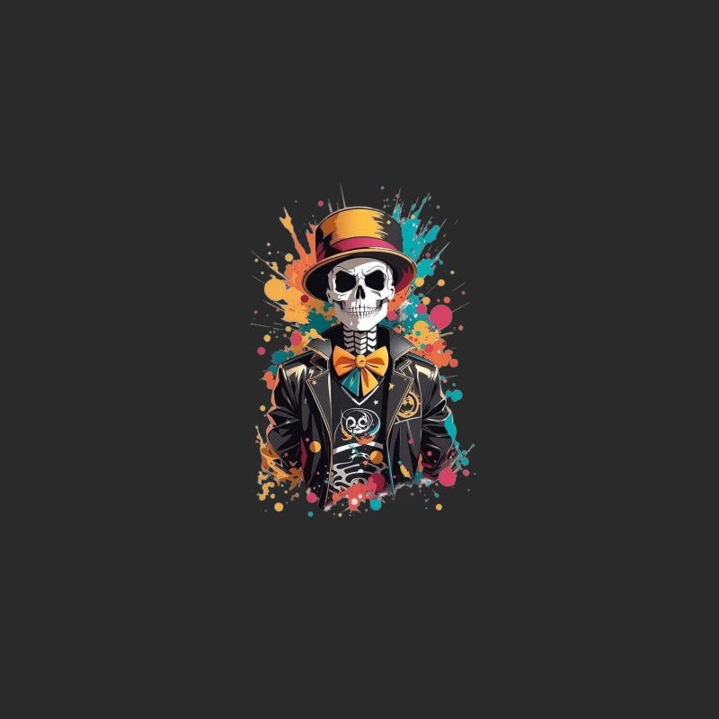 Colorful Skeleton in a Top Hat Baseball Cap