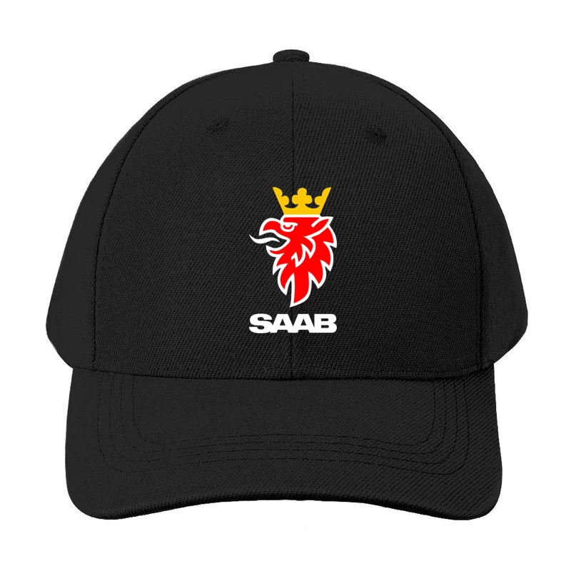 Saab Automotive Red Griffin Logo with Crown Baseball Cap