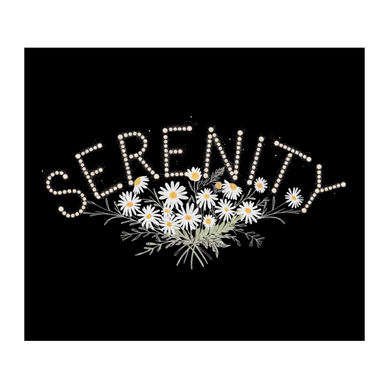 Serene Daisy Typography: Floral Calm Design Tapestry