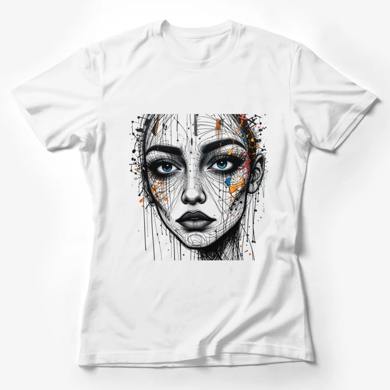 Abstract Portrait with Colorful Accents Female T-Shirt