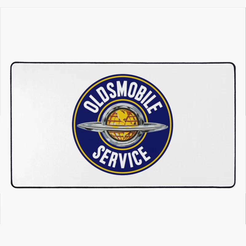 Vintage Oldsmobile Service Logo with Globe Emblem Desk Mat