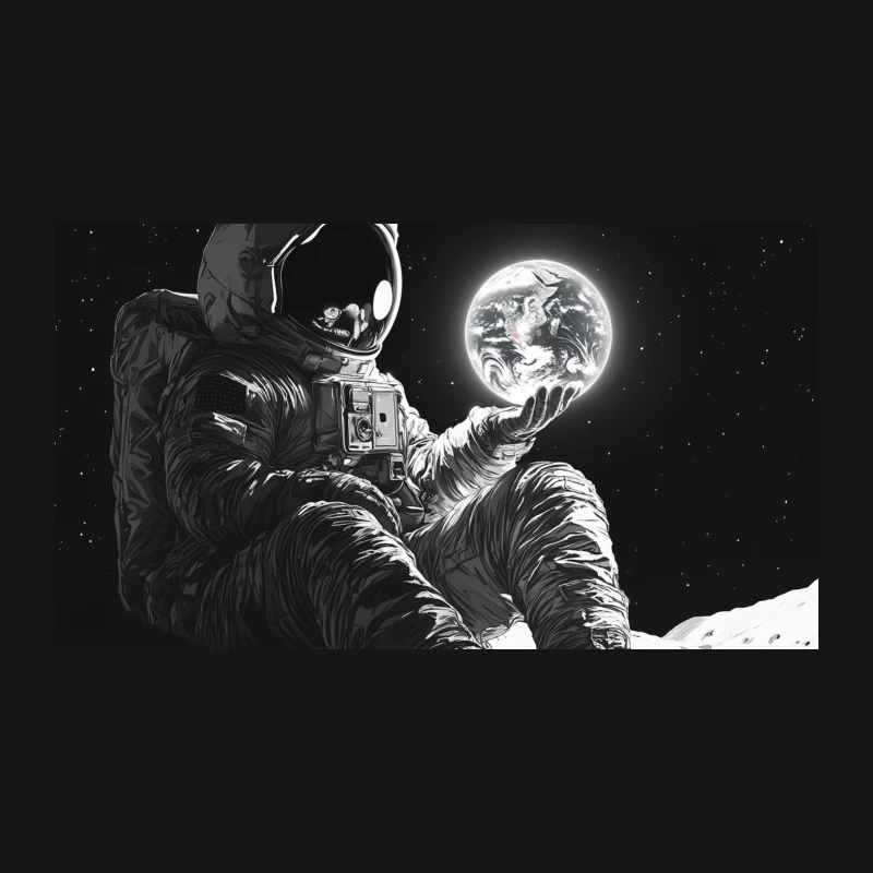 Cosmic Explorer: Astronaut Contemplates Earth from Lunar Surface Desk Mat