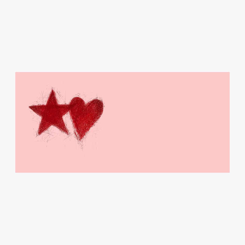 Red Star and Heart Artistic Sketch Coffee Mug
