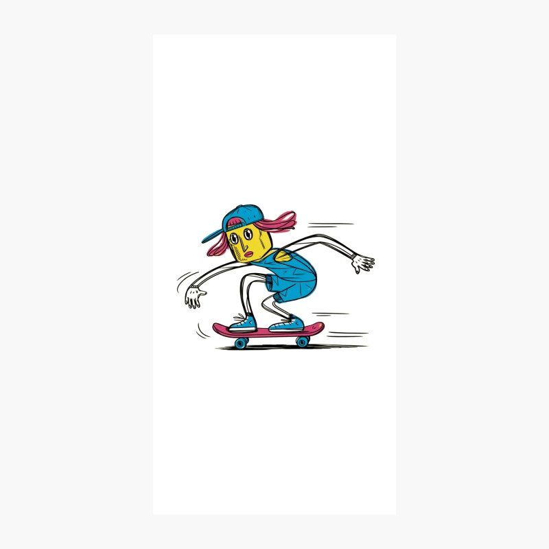 Colorful Cartoon Character Skateboarding in Graffiti Style iPhone Case