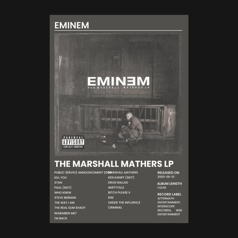 Eminem's Iconic Album Cover: The Marshall Mathers LP Tracklist Female Long Sleeve T-Shirt
