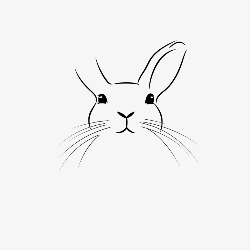 Minimalist Line Drawing of Cute Cartoon Rabbit Female Long Sleeve T-Shirt