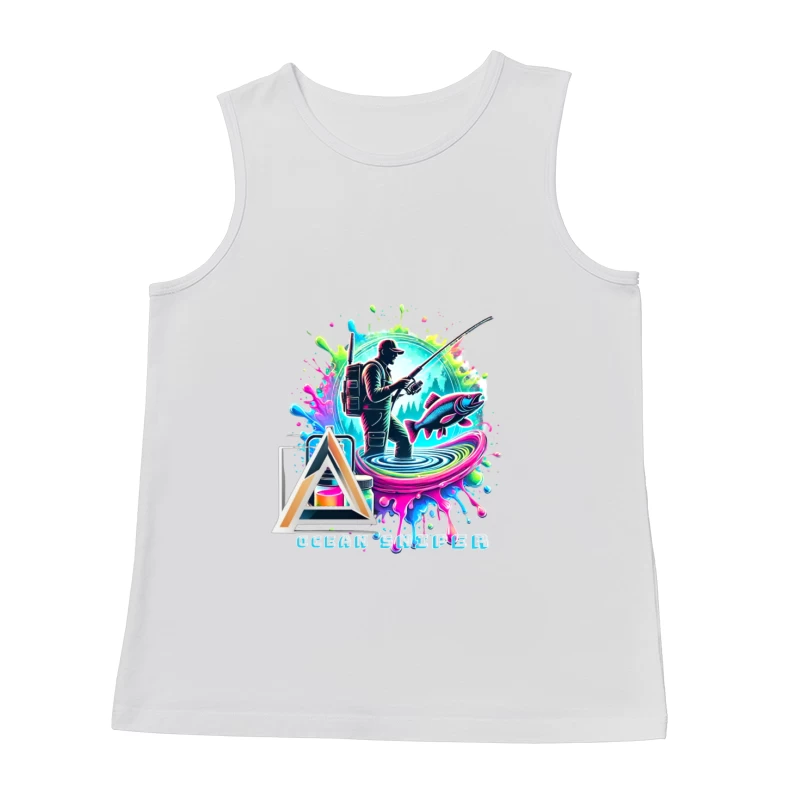 Vibrant Ocean Sport Fisher Abstract Art Design Male Tank Top