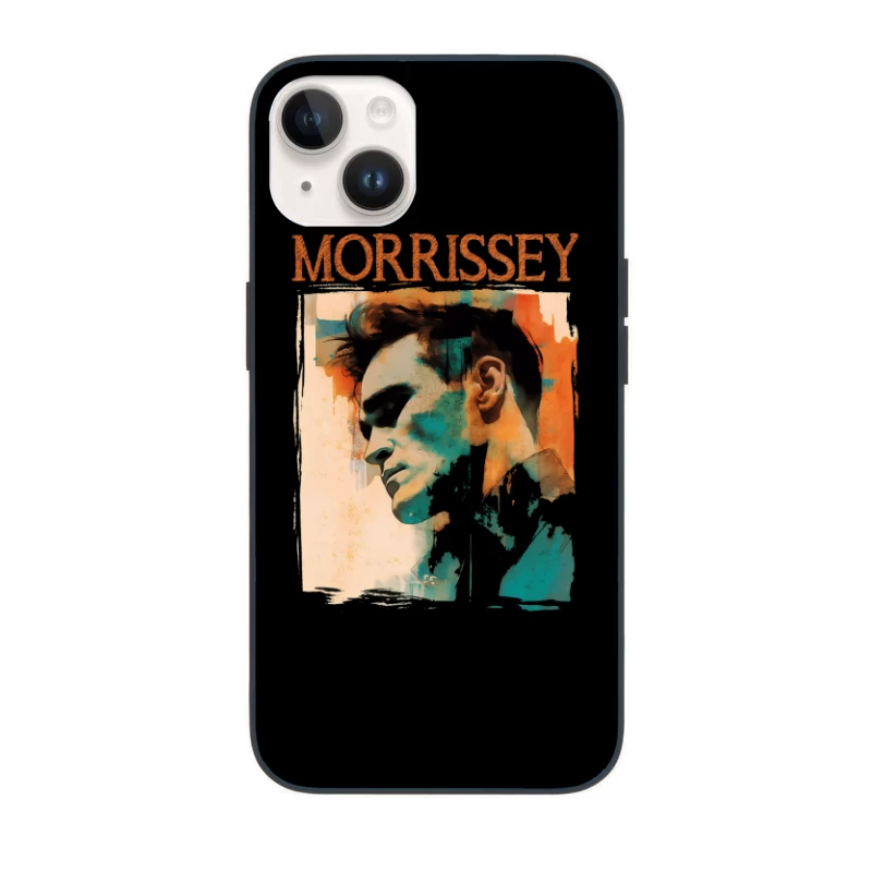 Artistic Watercolor Portrait with Morrissey Typography iPhone Case