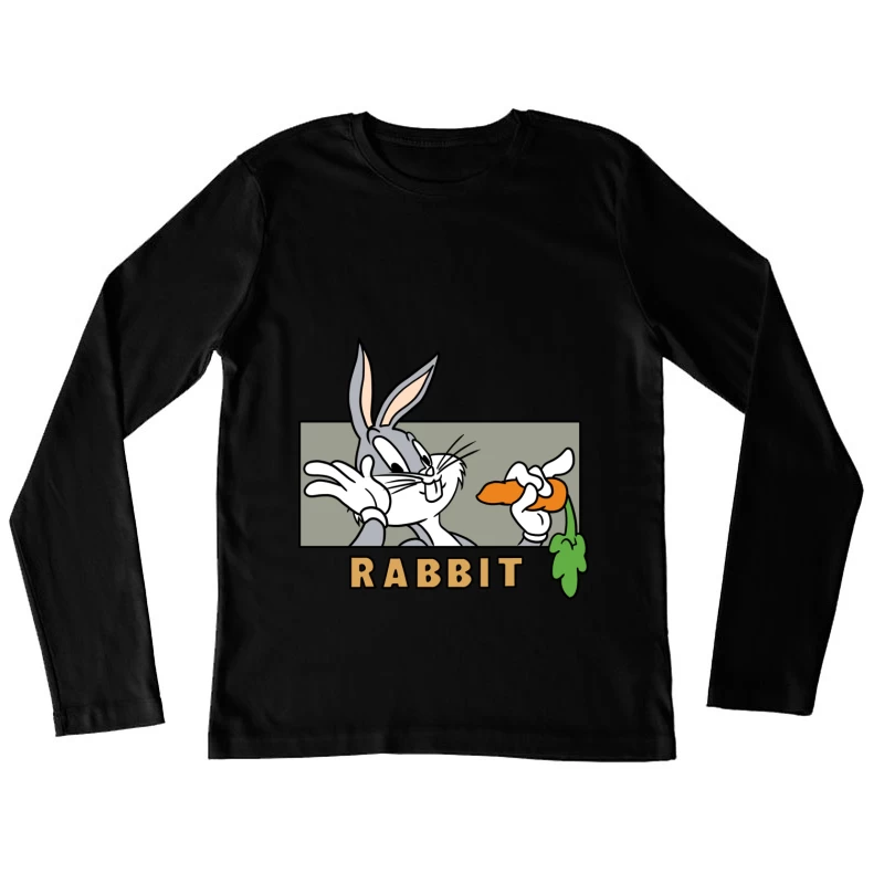 Comic-Hase mit Karotte Damen Langarm T-Shirt