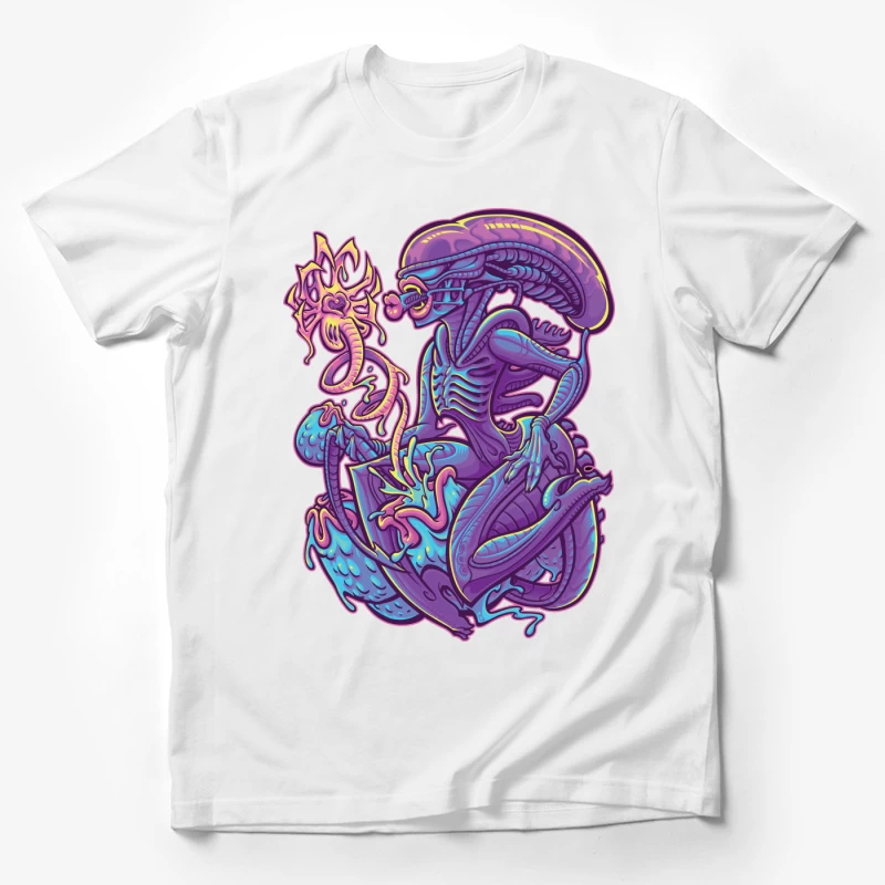 Colorful Surreal Alien Creature in Digital Art Male T-Shirt