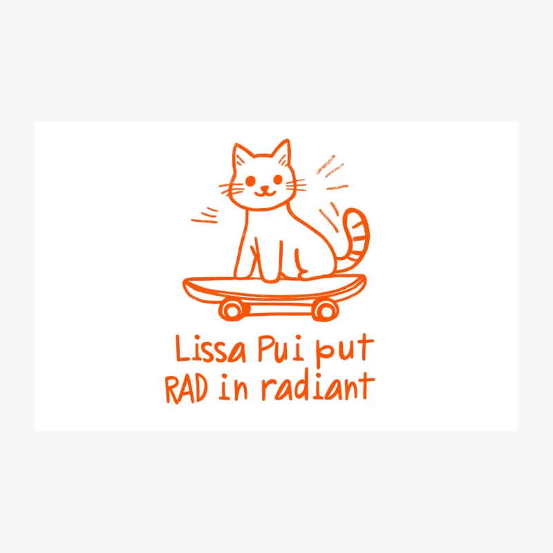 Cute Orange Cat on Skateboard: Radiant Cartoon Illustration Travel Mug