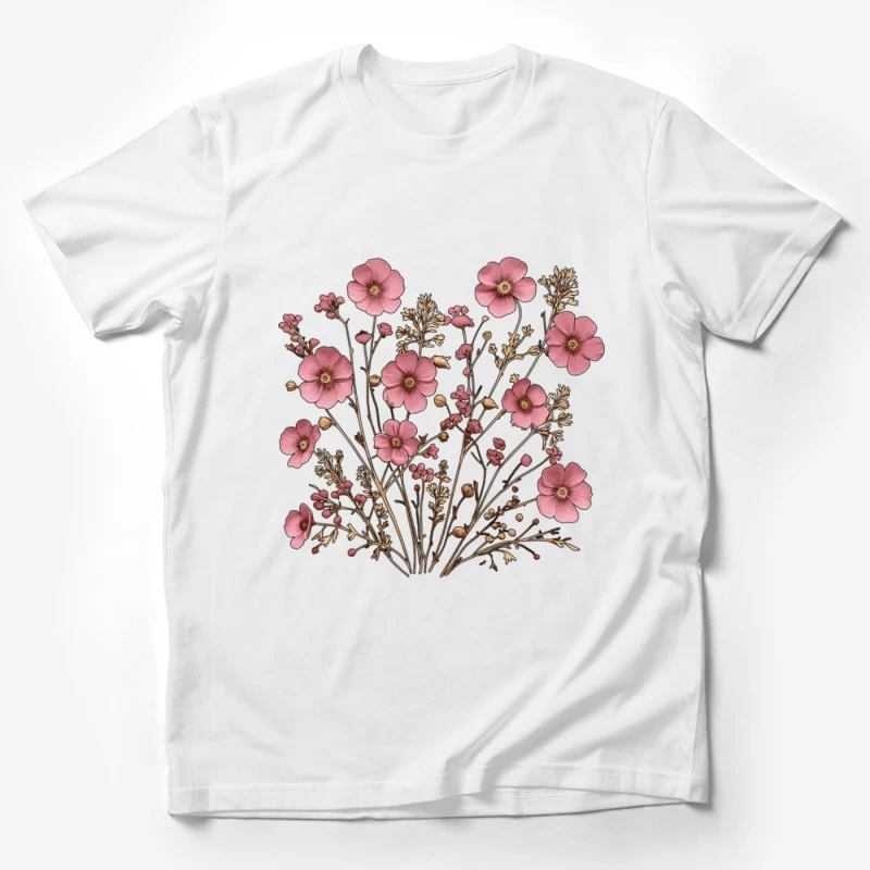 Rosa Blumenstrauß mit filigranen Zweigen Herren T-Shirt
