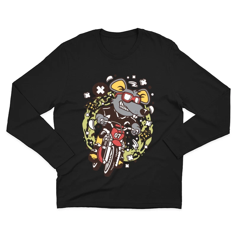 Souris intrépide sur une moto Homme Manches Longues T-Shirt