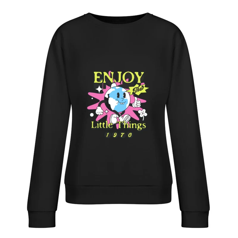 Genieße die kleinen Dinge Welt Cartoon Damen Pullover Sweatshirt