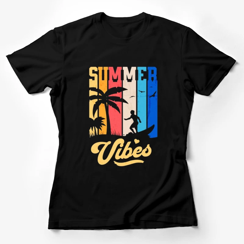 Sommer Vibes mit Palmen und Surfer Damen T-Shirt
