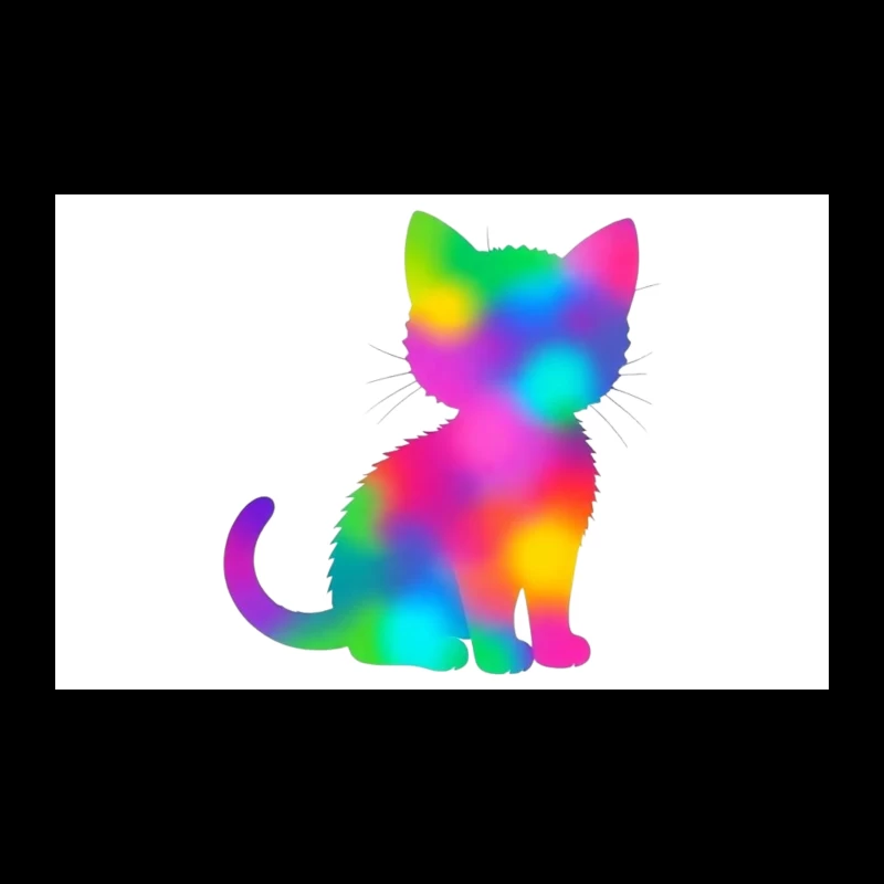 Rainbow Gradient Cat Silhouette Art Travel Mug