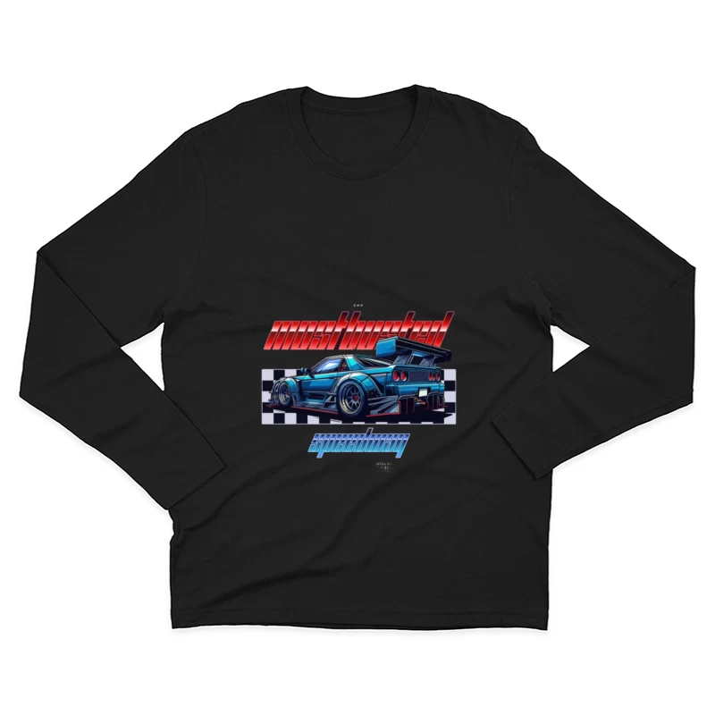 Voiture de sport avec design à damier Homme Manches Longues T-Shirt