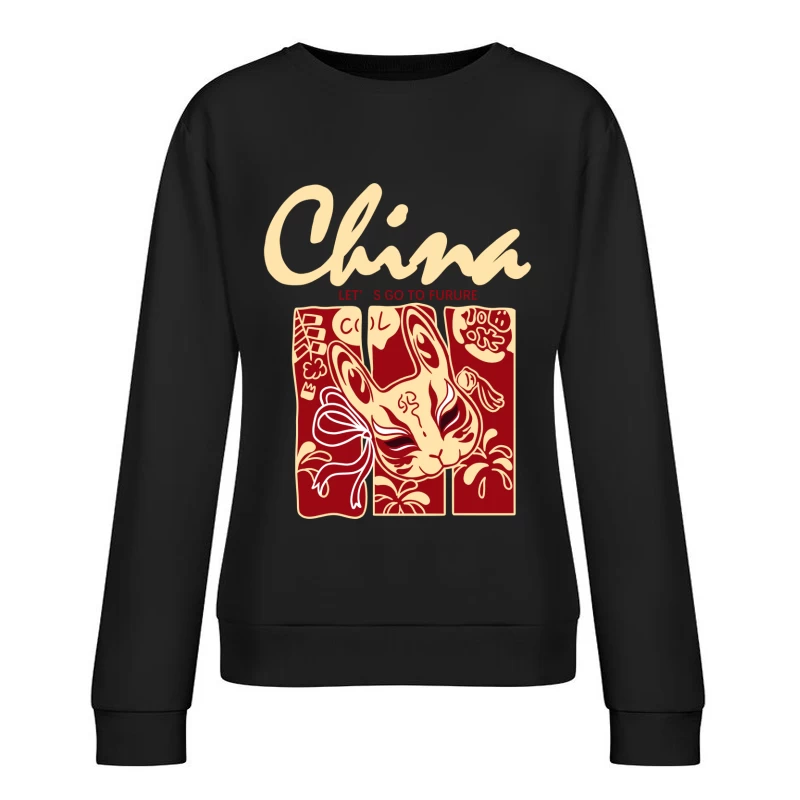 Traditionelles chinesisches Kaninchen-Design Damen Pullover Sweatshirt