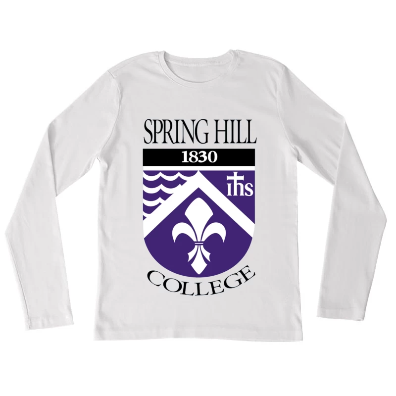 Spring Hill College Historic Shield Logo with Religious Symbolism (Est. 1830) Female Long Sleeve T-Shirt